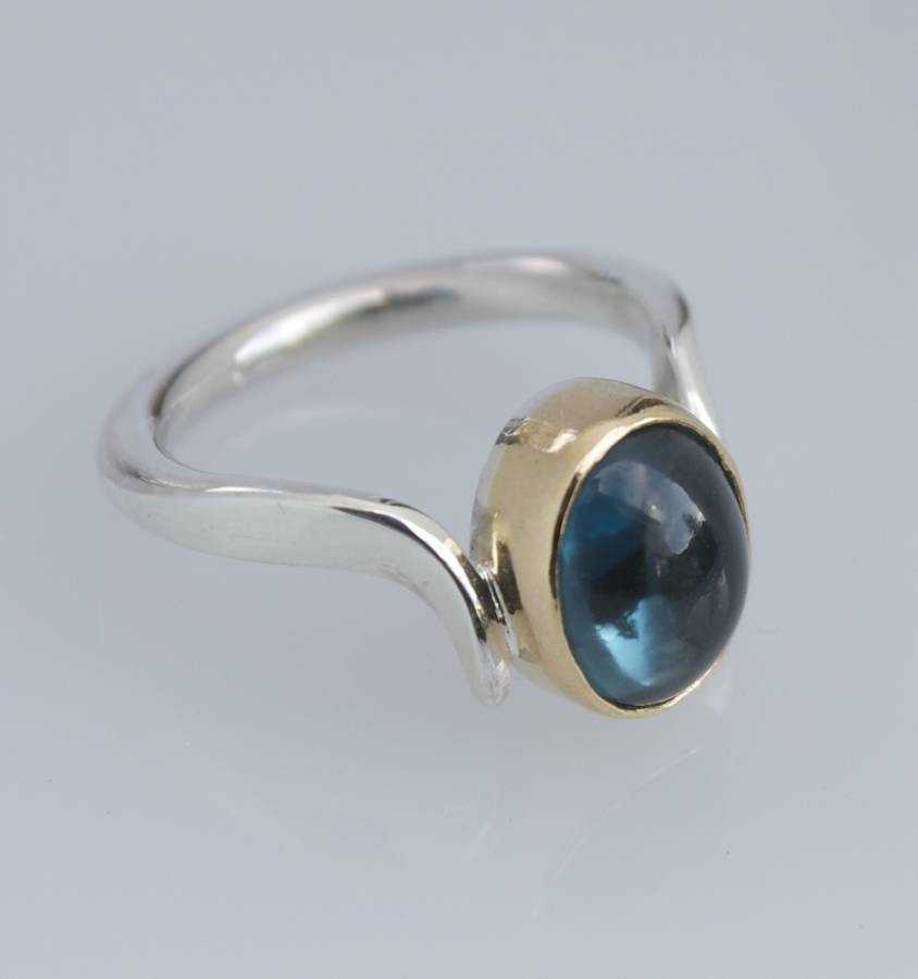 Blue Topaz Statement Ring, Silver And 18ct Gold, 1 of 8