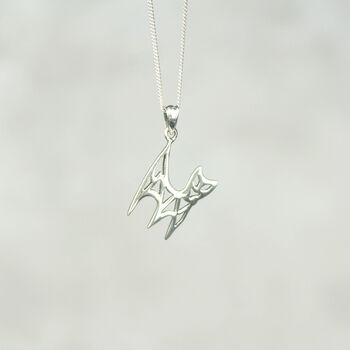 Sterling Silver Abstract Cat Necklace, 3 of 6