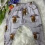 'Highland Cow' Country Pattern Baby Leggings, thumbnail 1 of 4