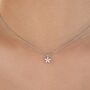 Tiny Cz Flower Necklace In Sterling Silver, thumbnail 1 of 12