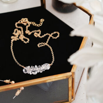 Gold Tone Clear Quartz Crystal Necklace, 3 of 8