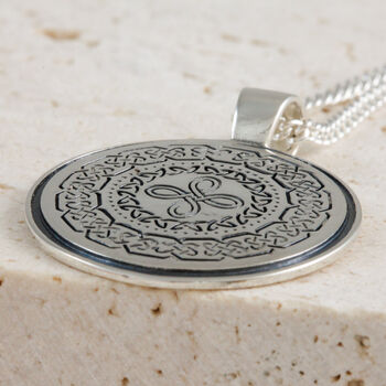 Celtic Happiness Mandala Personalised Silver Necklace, 11 of 12