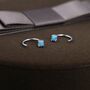 Blue Opal Huggie Hoop Earrings In Sterling Silver, thumbnail 3 of 12