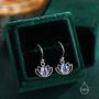 Sterling Silver Lotus Flower Drop Hook Earrings With Lab Moonstone, thumbnail 1 of 11