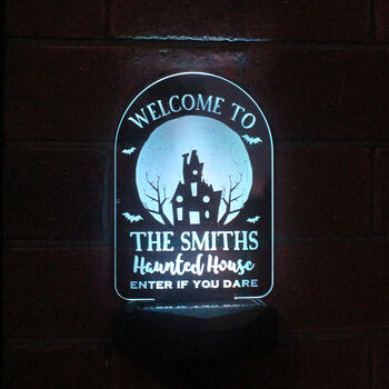 Personalised Haunted House Solar Light – Outdoor Halloween Decoration, 4 of 9