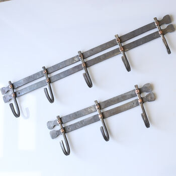 Fathers Day Gift Handmade Iron And Copper Coat Rack, Three Hook And Five Hook, 4 of 7