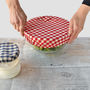 Set Of Three Gingham Cotton Bowl Overs Bowl Covers, thumbnail 5 of 6