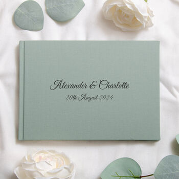 Personalised Wedding Linen Guest Book Script, 2 of 8