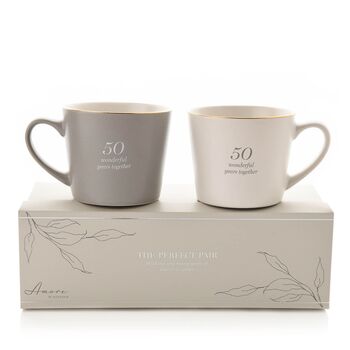 50th Golden Anniversary 50 Years Couples Mug Gift Set, 2 of 5