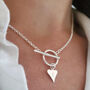 Sterling Silver Personalised Love Heart Charm Toggle T Bar Necklace, thumbnail 1 of 4