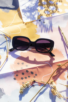 Black Narrow Oval Chunky Sunglasses, 7 of 8