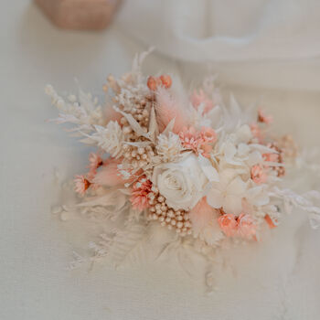 Soho Pastel Pink Wedding Dried Flower Hair Clip, 3 of 4