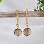 Gold Plated Twisted Oval Hoops With Smoky Quartz Drops, thumbnail 3 of 5