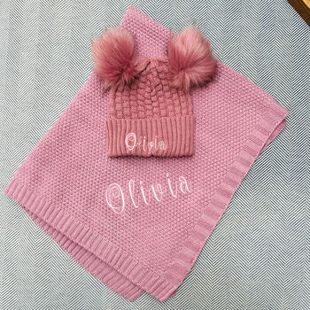 Personalised Baby/Toddler Beanie Pink/Blue, 3 of 5