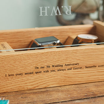 Personalised Watch Box In Solid Oak, 7 of 11