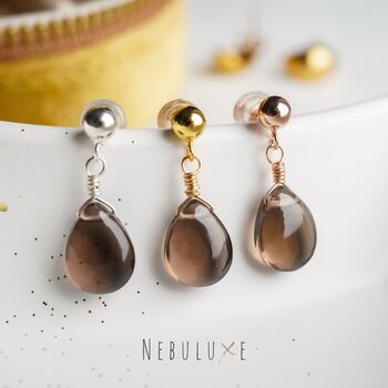 Smoky Quartz Stud Earrings, 7 of 12