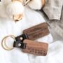 Personalised Couples Engraved Walnut Keyring, thumbnail 4 of 5