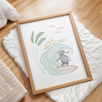 Elephant Surfing, Beach Themedl Wall Decor, 2 of 3