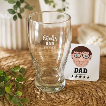 Personalised Pint Glass And Coaster Gift Set For Dad, 3 of 11