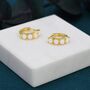 Sterling Silver White Opal Huggie Hoops, thumbnail 4 of 11