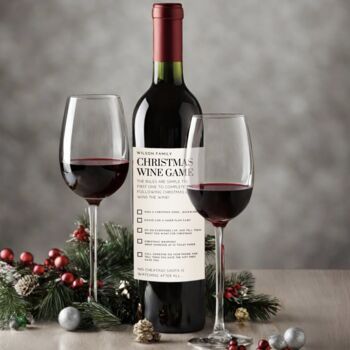 Personalised Fun Family Christmas Game Wine Label, 2 of 4