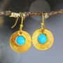 Turquoise Gold Disc Earrings, thumbnail 1 of 10