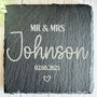 Personalised Slate Wedding Coaster Mr And Mrs Gift, thumbnail 7 of 7