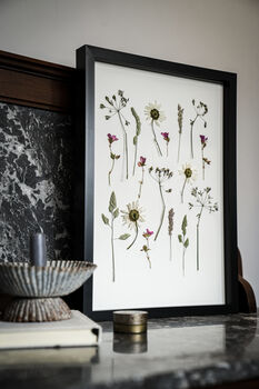 A3 Pressed Flower Art Botanical Wall Art In Black Frame, 5 of 7