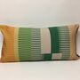 Combed Stripe Cushion, Bottle Green, Straw + Mustard, thumbnail 1 of 6