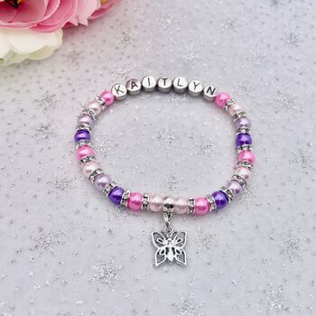 Personalised Butterfly Name Bracelet For Girls, 2 of 7