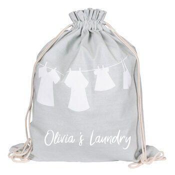 Personalised French Grey Laundry Drawstring Bag, 2 of 5