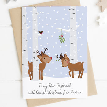 Happy Christmas, Deer Husband / Wife Personalised Card, 3 of 3