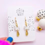 Pearly White And Gold Mirrored Star Party Earrings, thumbnail 5 of 6
