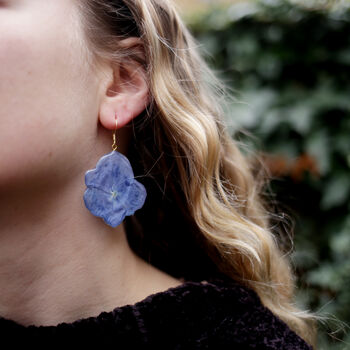 Blue Flower Sterling Silver Or Gold Earrings, 6 of 12