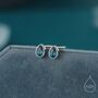 Sterling Silver Tiny Droplet London Blue Cz Stud Earrings, thumbnail 1 of 12