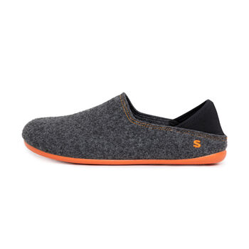 Snugtoes Men's Recycled Polyester Felt Slip On Slippers Grey And Orange, 2 of 5
