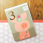 Gold Foiled Piglet 3rd Birthday Card, thumbnail 1 of 5