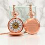 Personalised Skeleton Pocket Watch Rose Gold Plated, thumbnail 1 of 4