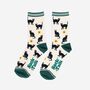 Women's Bamboo Socks Cream Black Cats Sunflowers, thumbnail 1 of 5
