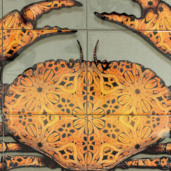 Crab Tile Mural Grey Green Background, 9 of 12
