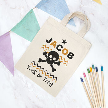Personalised Cotton Halloween Trick Or Treat Bag, 8 of 12
