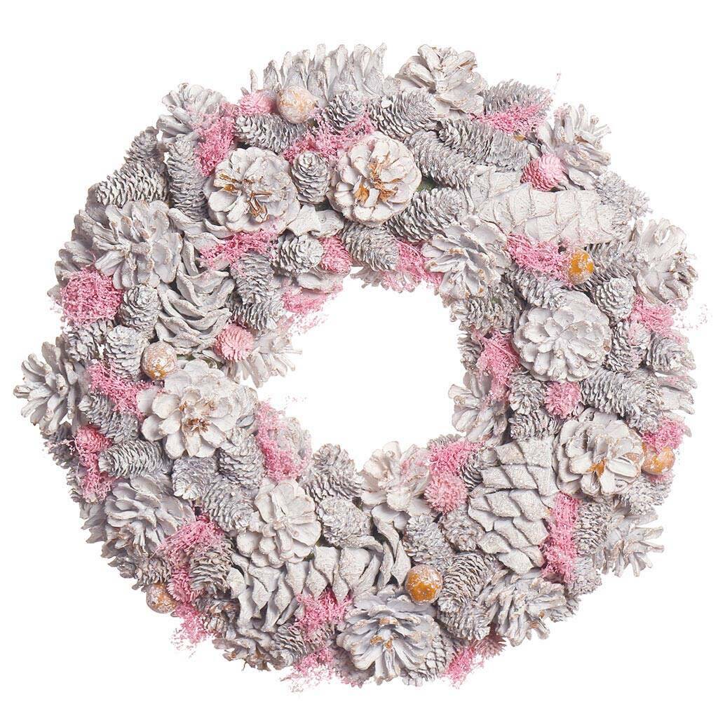 Winter Sparkle Pink Christmas Door Wreath By Dibor