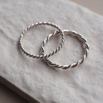 Slim Or Chunky Twisted Stacking Ring, 3 of 9