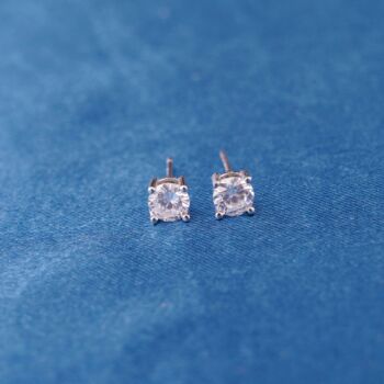 8 Mm Cz Stone Stud Earrings, Sparkly Studs, Cubic Zirconia Studs, 4 of 7