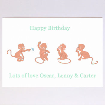 Personalised Monkey Birthday Card, 5 of 7