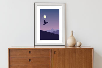 Snowboarding Landscape Touching The Moon Art Print, 2 of 2