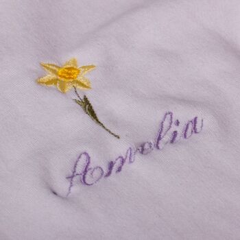 Personalised Embroidered Birth Flower Baby Grow, 2 of 6