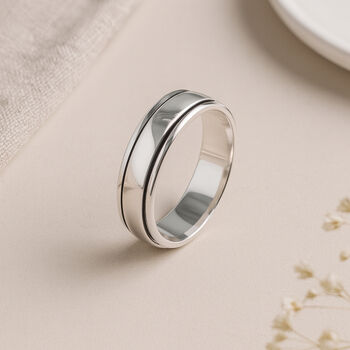 Personalised Recycled Sterling Silver Spinner Ring – 5mm, 3 of 10