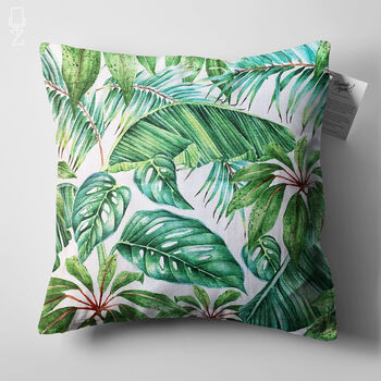 Green Tropical Palm Leaves Pillow Cover, 5 of 7
