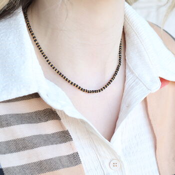 Handmade Black Gold Crystal Beaded Mangalsutra Necklace, 3 of 8